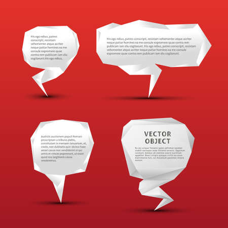 Set of origami paper speech bubbles on redのイラスト素材