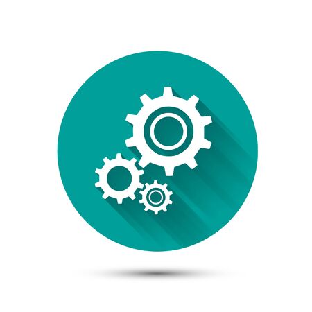 Settings icon on green background with long shadowのイラスト素材