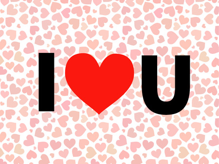 valentine I Love You Vector lettering with red hearts on backgroundのイラスト素材