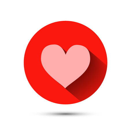Pink heart icon on red background with long shadowのイラスト素材