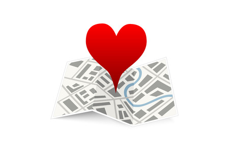 Love red pin on map gps location icon isolated on whiteのイラスト素材