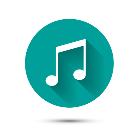 Music icon on green background with long shadowのイラスト素材