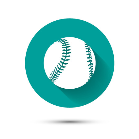 Baseball icon on green background with shadowのイラスト素材