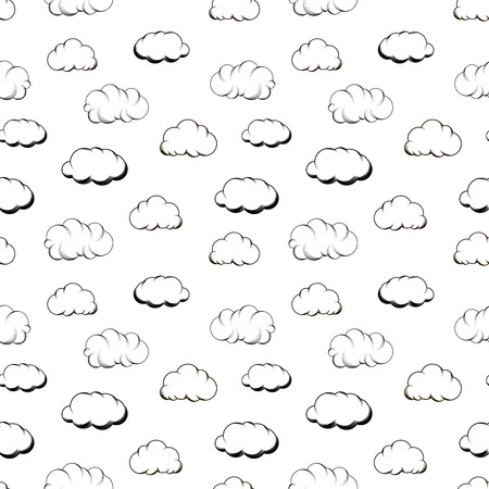 Retro hand engraving clouds on white seamless patternのイラスト素材