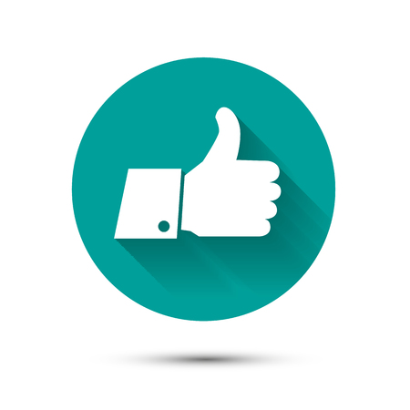 Social like flat icon on green background with shadowのイラスト素材
