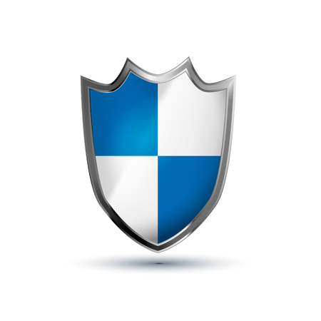 Protection shield glossy vector icon isolated on whiteのイラスト素材