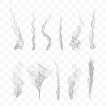 Set of 10 vector smoke on transparent backgroundのイラスト素材