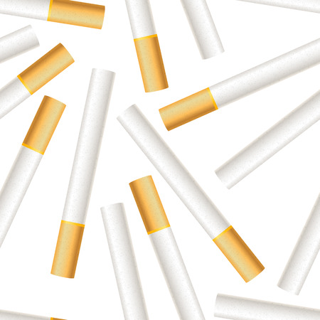 A lot of realistic cigarettes on white background seamless patternのイラスト素材