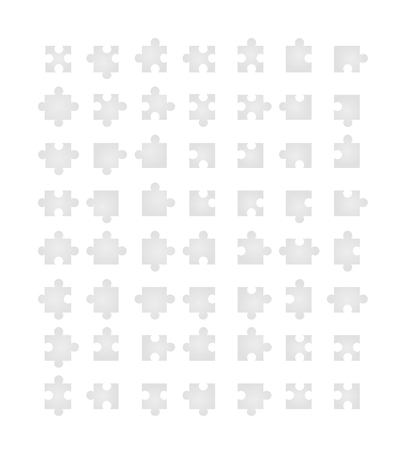 Set of all type of jigsaw pieces in different positions isolated on whiteのイラスト素材
