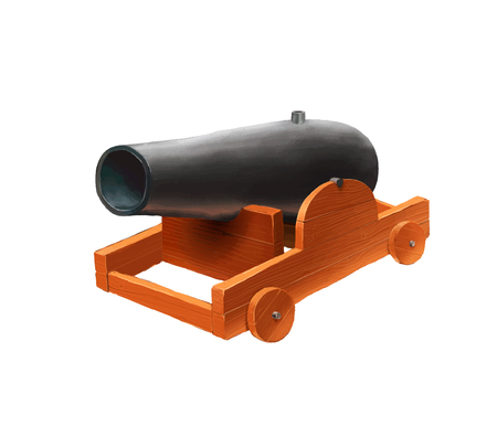 Cartoon medieval cannon icon isolated on whiteのイラスト素材