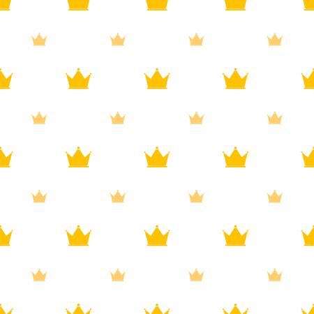 Big and small gold crown icons on white, luxury seamless patternのイラスト素材
