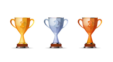 Cups of winners award for first, second and third winners position isolated on white.jpgのイラスト素材