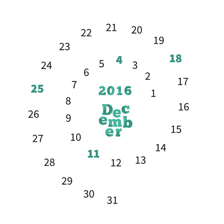 Creative calendar on December 2016 with dates on spiralのイラスト素材