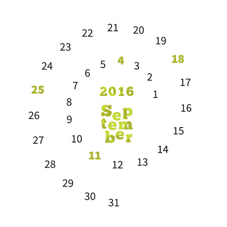 Creative calendar on September 2016 with dates on spiralのイラスト素材