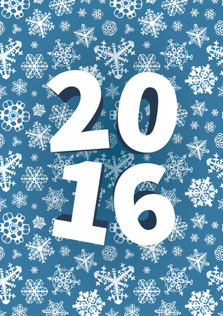2016 Happy New Year background with snowflakes on blueのイラスト素材