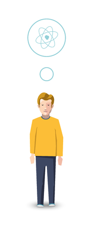 Flat cartoon character, physicist with profession iconのイラスト素材