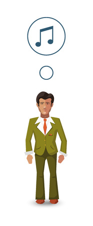 Flat cartoon character, musician with with profession iconのイラスト素材