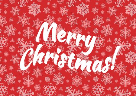 Merry Christmas background with snowflakes on redのイラスト素材