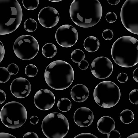 A lot of soap bubbles on dark background seamless patternのイラスト素材