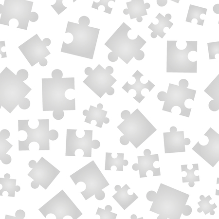 A lot of Jigsaw pieces in different positions isolated on white seamless patternのイラスト素材