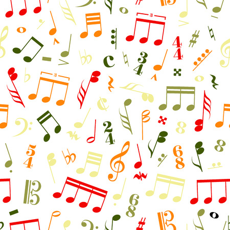 A lot of colourful music signs and note on white backgroundのイラスト素材