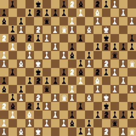 A lot of chess icons on chessboard, seamless patternのイラスト素材