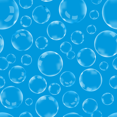 A lot of soap bubbles on blue background seamless patternのイラスト素材