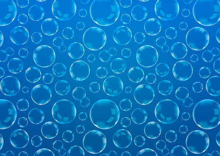 A lot of soap bubbles on blue, abstract background A4 sizeのイラスト素材
