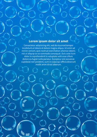 A lot of soap bubbles on blue, abstract background vertikal A4 sizeのイラスト素材