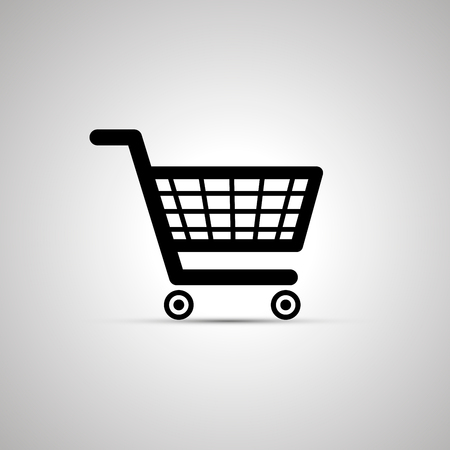 Black simple shopping cart icon with shadowの写真素材