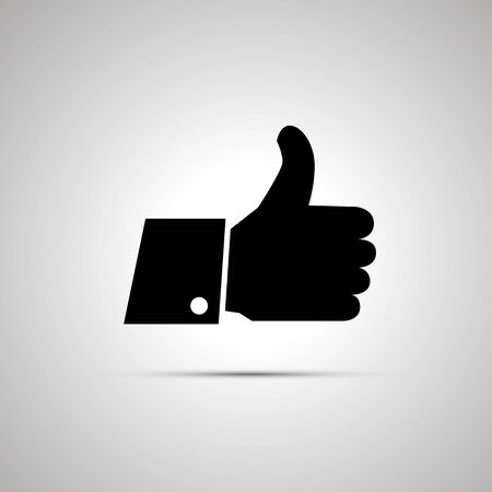 Black simple thumbs up icon with shadowのイラスト素材