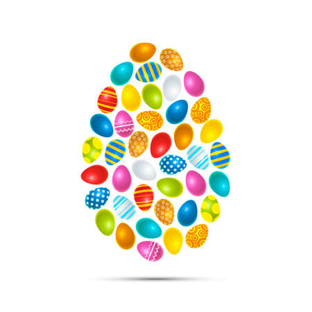 Colourful easter eggs in egg shape, isolated on whiteのイラスト素材