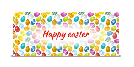 Happy Easter bright banner with colourful eggs on whiteのイラスト素材