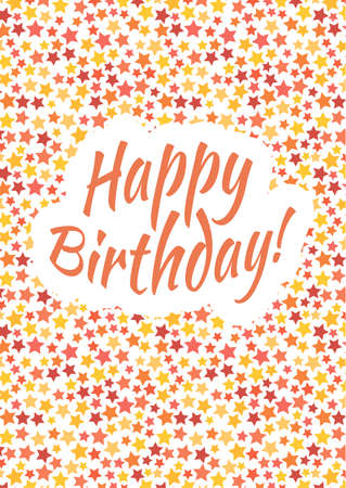 Happy birthday card cover with red, yellow and orange stars on backgroundのイラスト素材