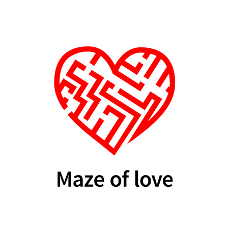 Maze of love red sign isolated on whiteのイラスト素材