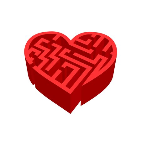 "Maze of love" red labyrinth isolated on whiteのイラスト素材