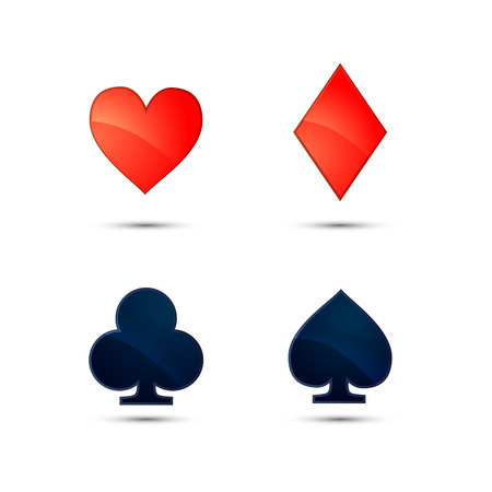 Set of glossy card suits icons isolated on whiteのイラスト素材