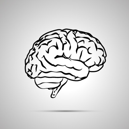 Human brain, black vector icon with shadowのイラスト素材