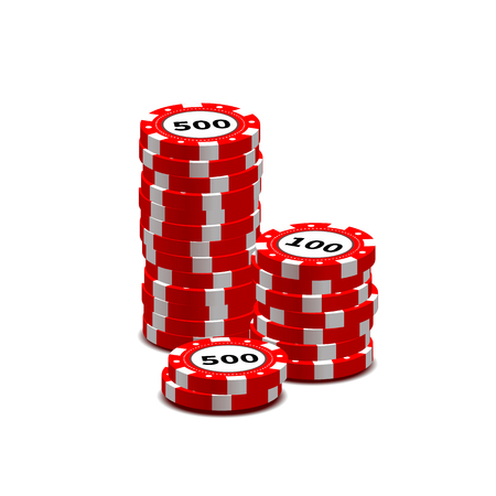 Stack of red gambling chips isolated on whiteのイラスト素材