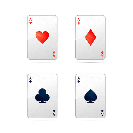Set of four aces playing cards isolated on whiteのイラスト素材