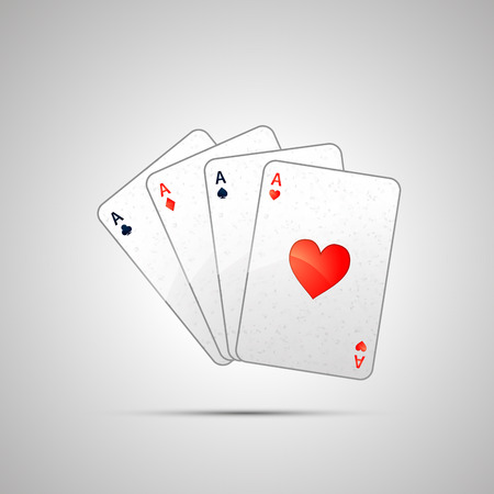 Winning poker hand of four aces on whiteのイラスト素材