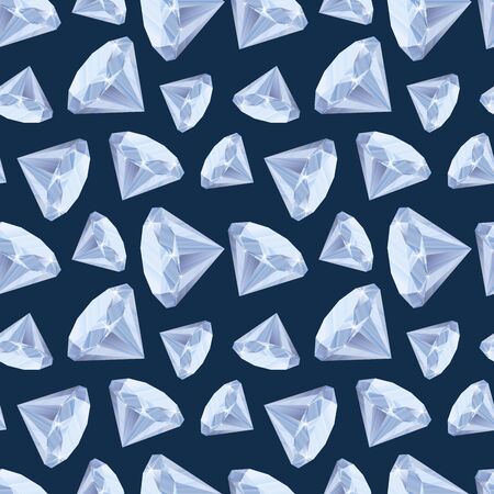 A lot of shiny diamonds on deep blue, seamless patternのイラスト素材