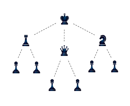 Hierarchy of company illustration with chess icons isolated on whiteのイラスト素材
