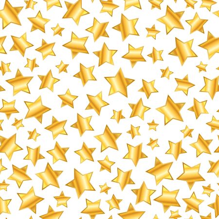 A lot of golden stars on white background, seamless patternのイラスト素材