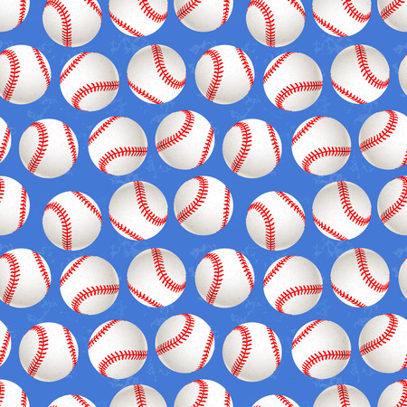 A lot of baseball balls on blue background, seamless patternのイラスト素材