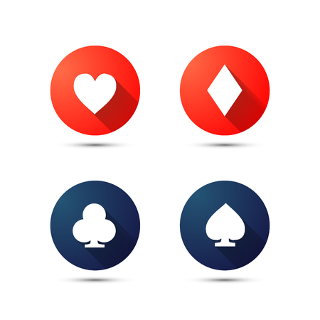 Card suits symbols with long shadow isolated iconsのイラスト素材
