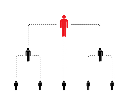 Hierarchy of company, scheme with simple person icons isolated on whiteのイラスト素材