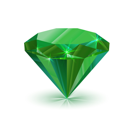 Dazzling shiny green emerald isolated on whiteのイラスト素材