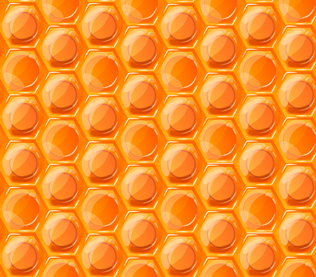 Bright orange tasty honey honeycombs, seamless patternのイラスト素材