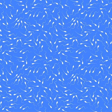 A lot of white tadpoles in blue water, seamless patternのイラスト素材